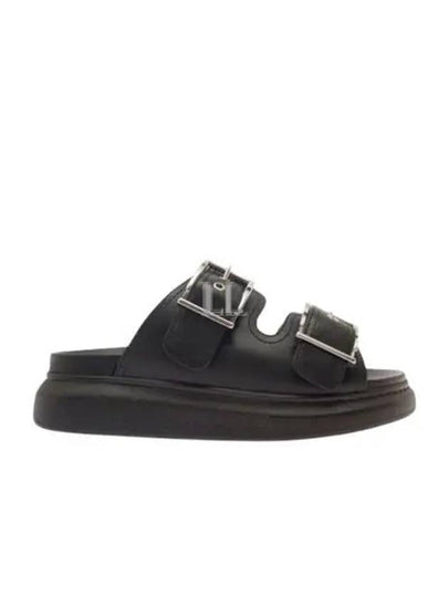 Double Buckle Strap Slippers Black - ALEXANDER MCQUEEN - BALAAN 2