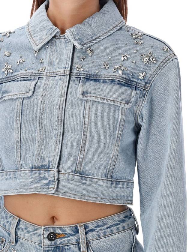 Self-Portrait Denim Cropped Jacket Crystal - SELF PORTRAIT - BALAAN 3