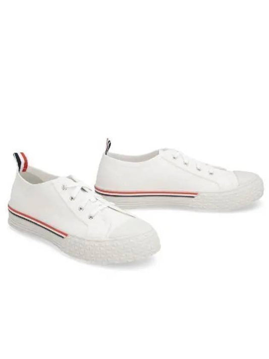 Striped Trim Lace-up Low Top Sneakers White - THOM BROWNE - BALAAN 2