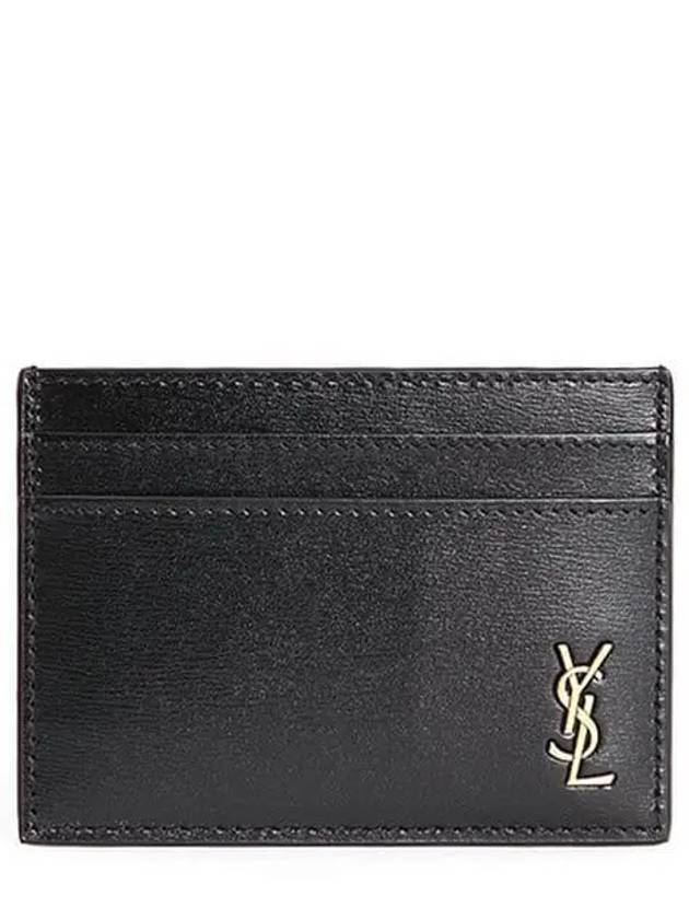 Tiny Monogram Shiny Leather Card Case Black - SAINT LAURENT - BALAAN 2