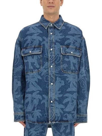 23 fw Denim Shirt WITH All-over PALMITY Print PMYD020E23DEN0014540 B0650471941 - PALM ANGELS - BALAAN 2