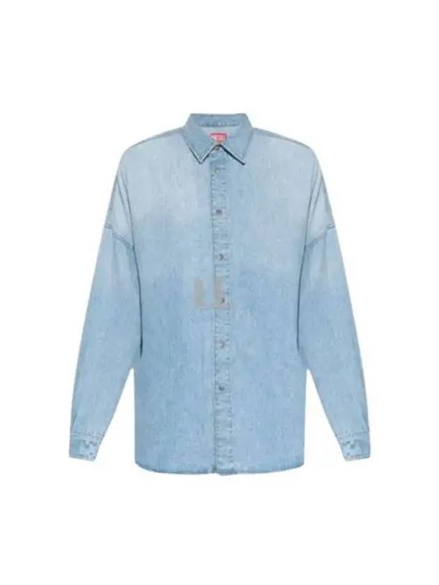 D Cama Logo Patch Denim Long Sleeve Shirt Light Blue - DIESEL - BALAAN 2