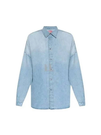 D Cama Logo Patch Denim Long Sleeve Shirt Light Blue - DIESEL - BALAAN 2