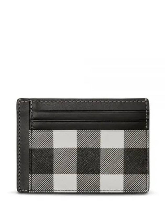 Checked Leather Money Clip Card Wallet Black - BURBERRY - BALAAN 2