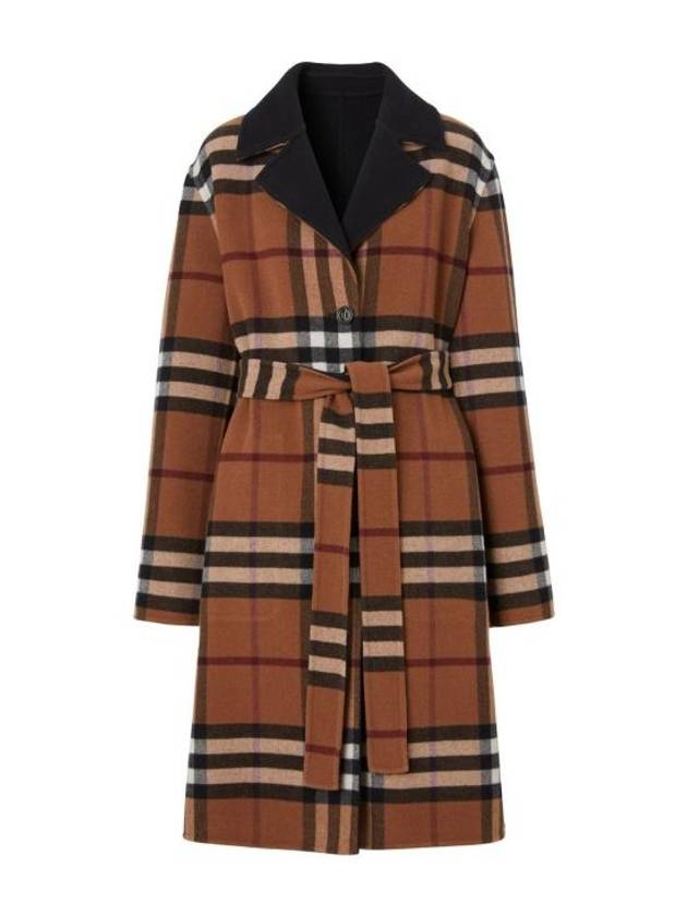 Reversible Check Wool Single Coat Black - BURBERRY - BALAAN 6