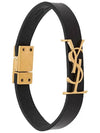 Monogram Opyum Leather Bracelet Black Gold - SAINT LAURENT - BALAAN 2