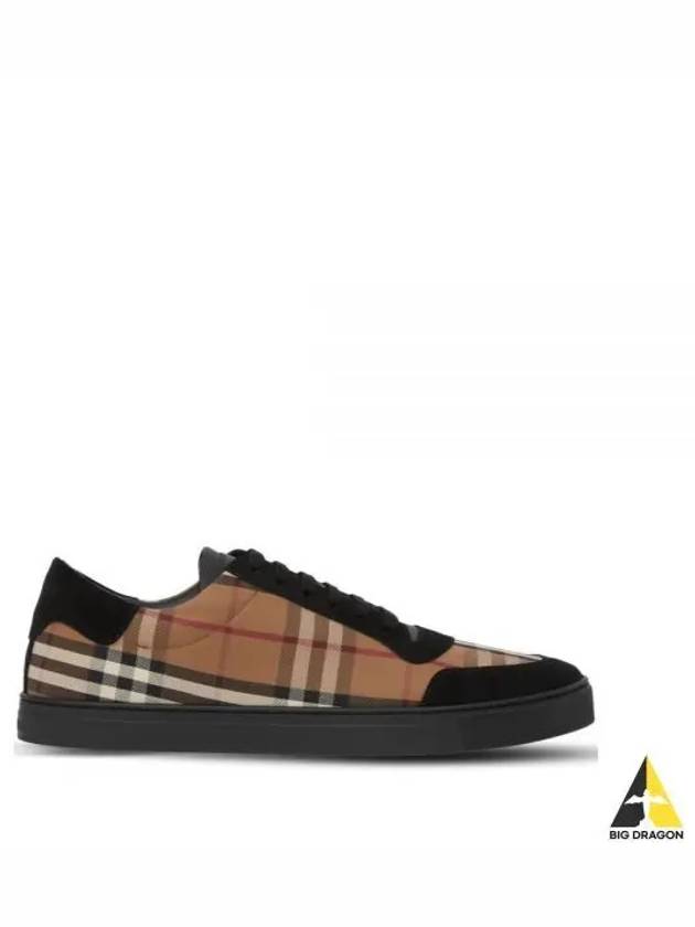 Vintage Check Cotton Suede Low Top Sneakers Brown - BURBERRY - BALAAN 2