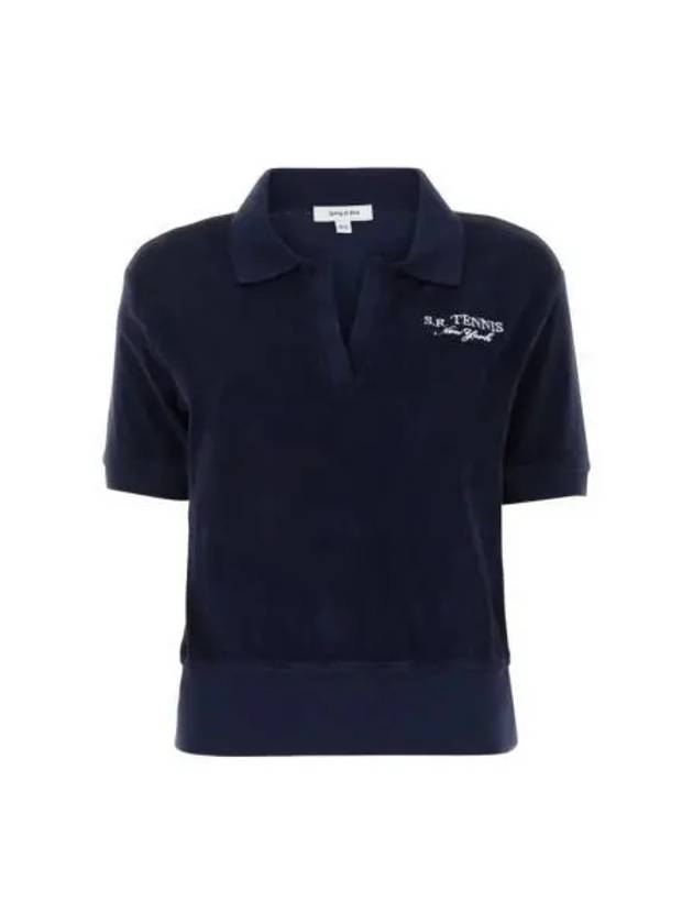 SR Tennis Terry Cloth Effect Polo Shirt Navy - SPORTY & RICH - BALAAN 2