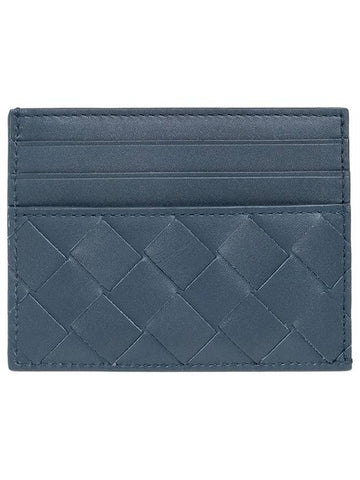 Intrecciato Leather Card Wallet Deep Blue - BOTTEGA VENETA - BALAAN 1