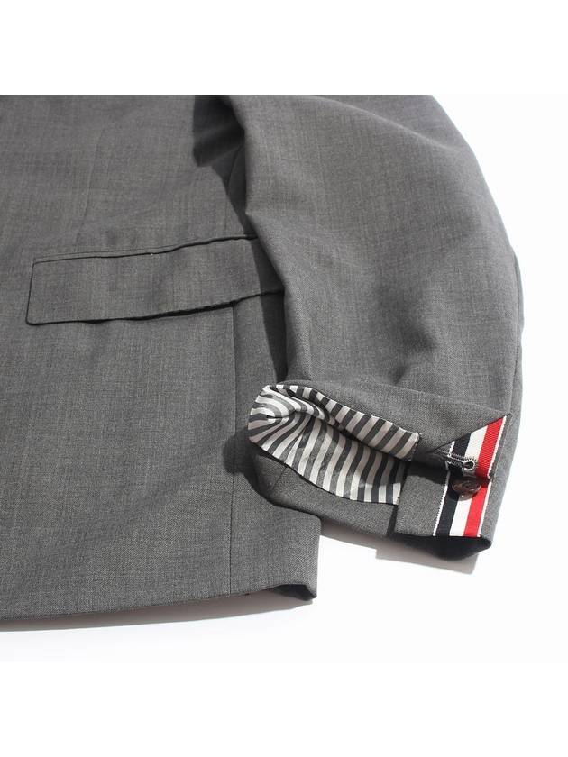 Super 120S Wool Twill Single Breasted Classic Jacket Grey - THOM BROWNE - BALAAN 4