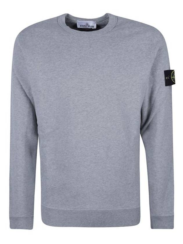 Brushed Cotton Fleece Garment Dyed Crewneck Sweatshirt Melange Grey - STONE ISLAND - BALAAN 2