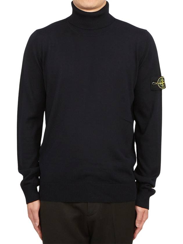 Wappen Patch Virgin Wool Turtleneck Navy - STONE ISLAND - BALAAN 2