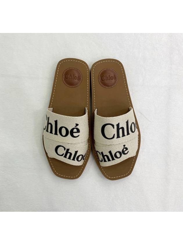 Woody Logo Flat Mule Slippers White - CHLOE - BALAAN 5