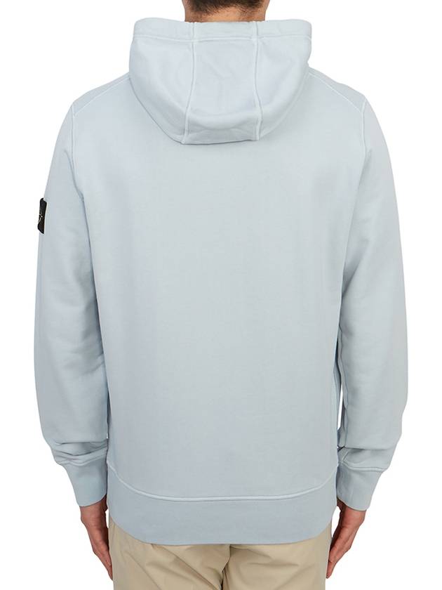 Logo Patch Cotton Fleece Hoodie Light Blue - STONE ISLAND - BALAAN 4