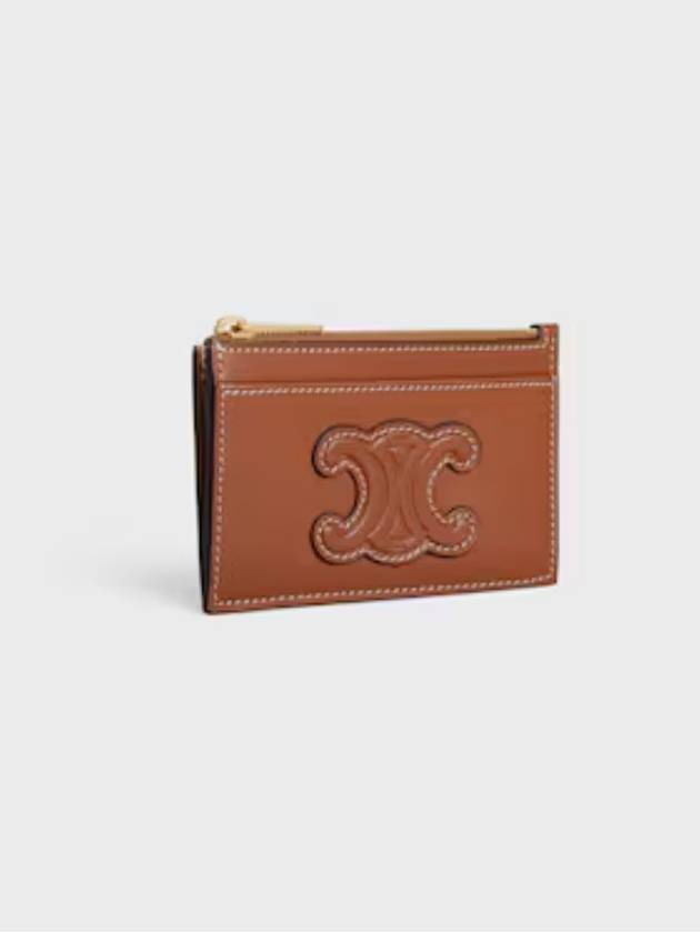 Zipper Smooth Lambskin Card Wallet Tan - CELINE - BALAAN 3