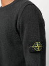 Logo Patch Crew Neck Wool Knit Top Melange Charcoal - STONE ISLAND - BALAAN 6