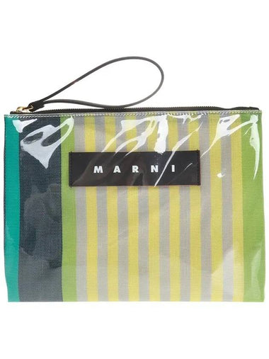 Striped Glossy Grip Clutch Bag - MARNI - BALAAN 1