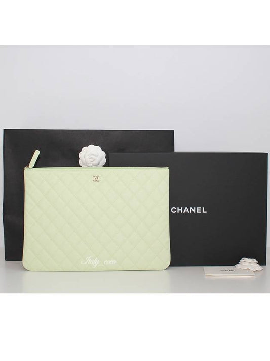 Classic Caviar Mint Clutch Large Champagne Gold A82552 - CHANEL - BALAAN 1