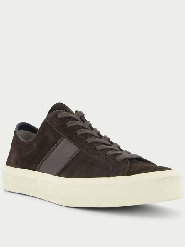 Logo Detail Suede Low Top Sneakers Brown - TOM FORD - BALAAN 2