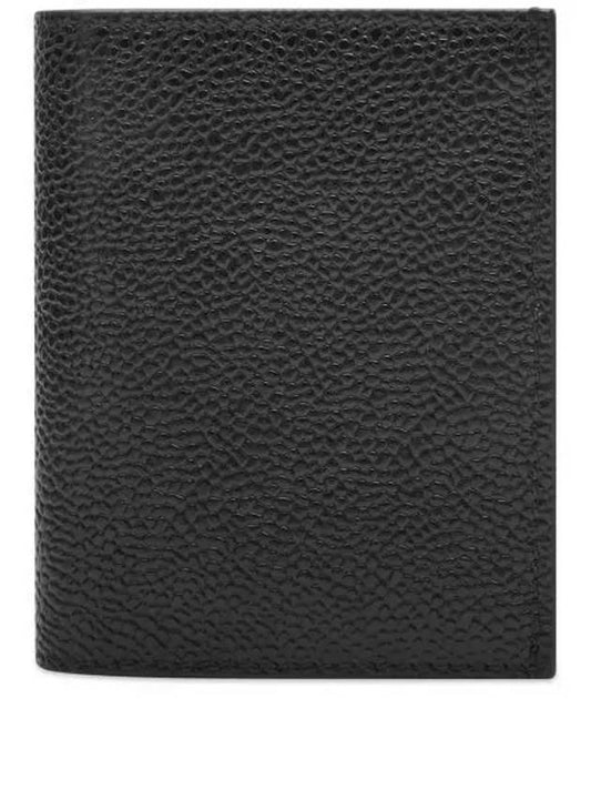 Pebble Grained Leather Double Card Wallet Black - THOM BROWNE - BALAAN 2