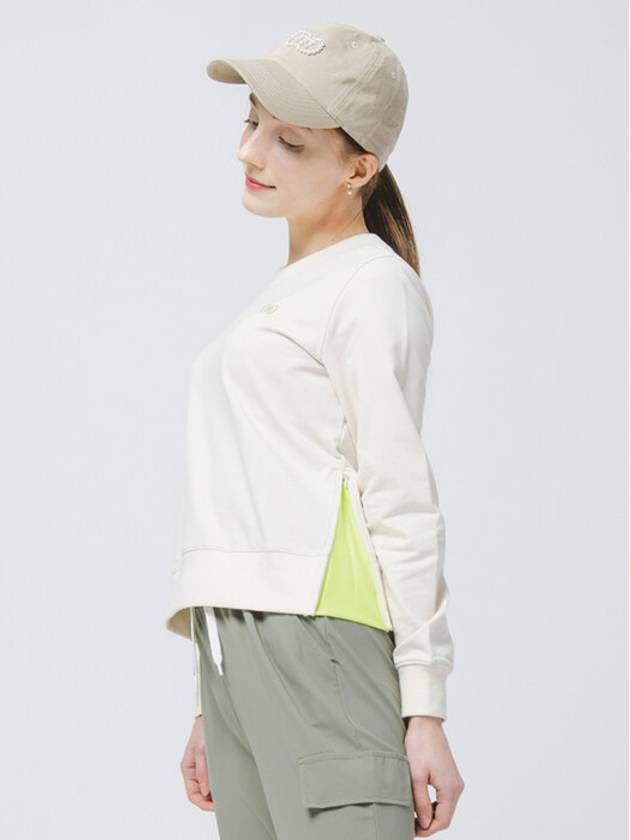 Side Zipper Color Scheme Beige Sweatshirt DO3222SW22-1 - DOYOUKNOWMC GOLF WEAR - BALAAN 3