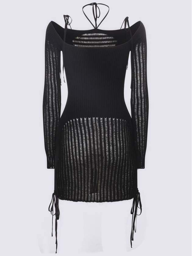 Andreādamo Black Viscose Knitted Cut Out Mini Dress - ANDREADAMO - BALAAN 2