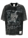 distressed cat print t shirt - MIHARA YASUHIRO - BALAAN 2