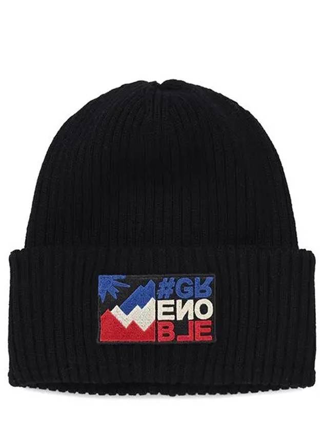 Black Logo Grenoble Wool Beanie 3B00017 M1131 999 - MONCLER - BALAAN 4