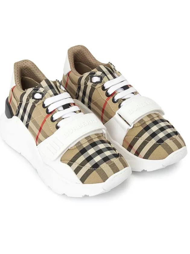 Vintage Check And Leather Sneakers White Archive Beige - BURBERRY - BALAAN 4