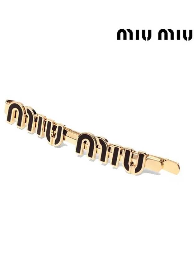 Enamel Metal Hair Clip Gold Black - MIU MIU - BALAAN 5