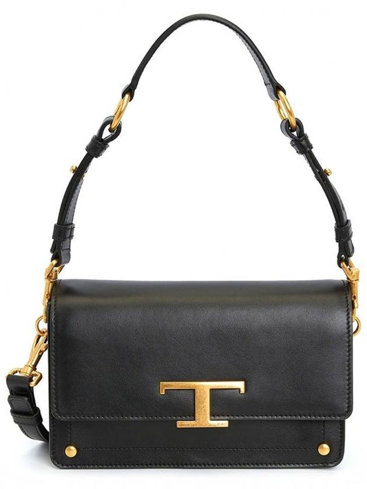 T Monogram Leather Shoulder Bag Black - TOD'S - BALAAN 2