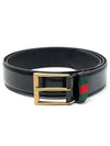 Web Detail Leather Belt Black Gold - GUCCI - BALAAN 2