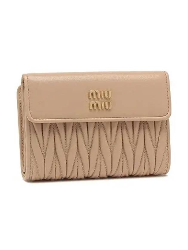 Materasse Nappa Leather Half Wallet Beige - MIU MIU - BALAAN 3