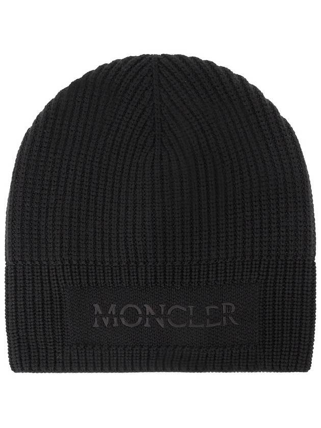 Logo Wool Beanie Black - MONCLER - BALAAN 1