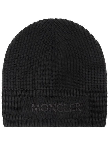 Logo Wool Beanie Black - MONCLER - BALAAN 1