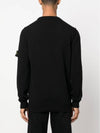 Logo Patch Crew Neck Wool Knit Top Black - STONE ISLAND - BALAAN 5