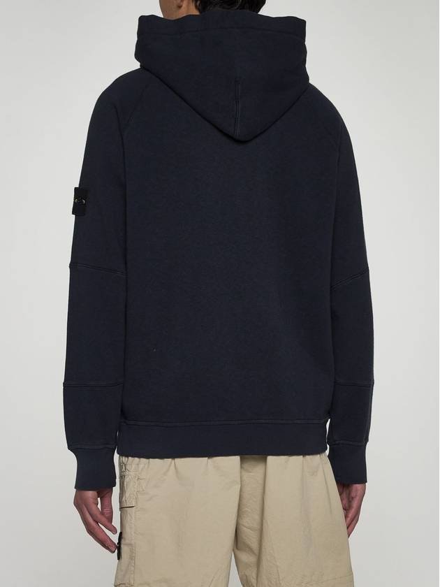 Old Treatment Malfile Fleece Hoodie Navy - STONE ISLAND - BALAAN 4