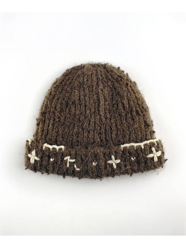 Flower Hand Stitched Beanie BROWN Women s - RUBATI - BALAAN 2