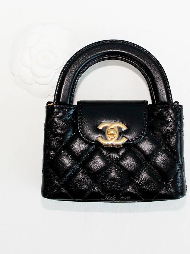 Classic Chain Shiny Aged Calfskin Mini Bag Black - CHANEL - BALAAN 3