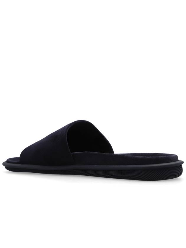 Giorgio Armani Leather Slides With Logo, Men's, Navy Blue - GIORGIO ARMANI - BALAAN 5