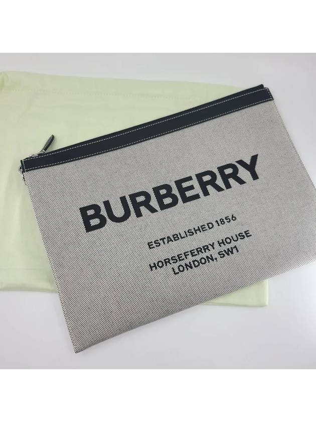 Horseferry Logo Print Clutch Bag Gray - BURBERRY - BALAAN.