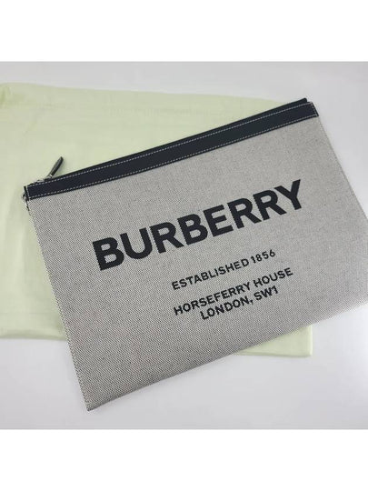 Horseferry Logo Print Clutch Bag Grey - BURBERRY - BALAAN 2