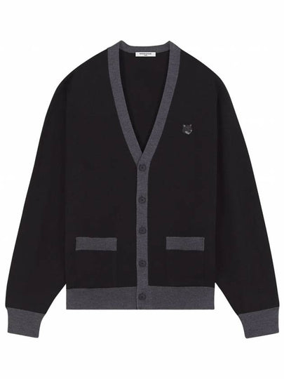 Bold Fox Head Patch Two-Tone Cardigan Black - MAISON KITSUNE - BALAAN 2