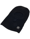 Logo Patch Wool Balaclava Black - STONE ISLAND - BALAAN 4