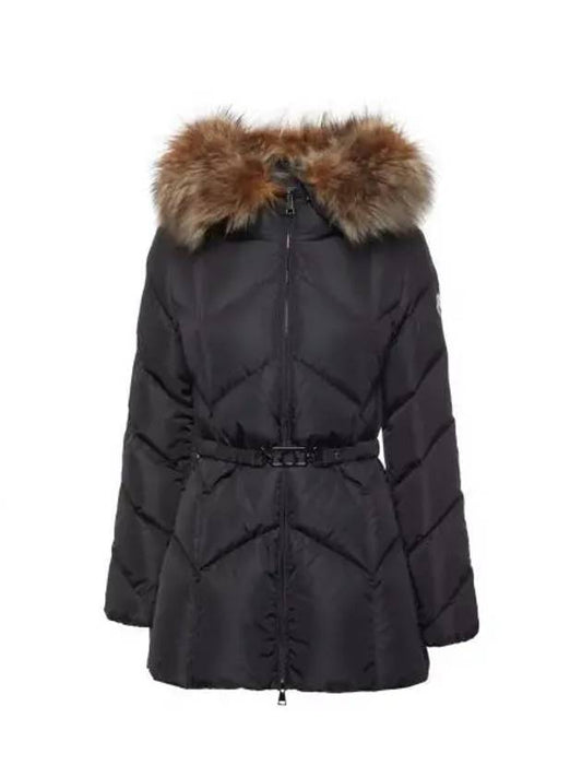 LORIOT fur hooded down jacket 1A00076 black 1059158 - MONCLER - BALAAN 1