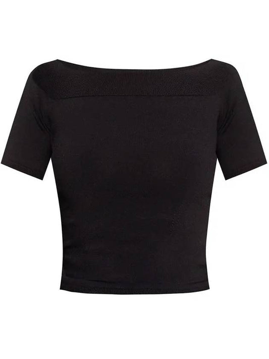 Off Shoulder Short Sleeve T-Shirt Black - ALEXANDER MCQUEEN - BALAAN 1