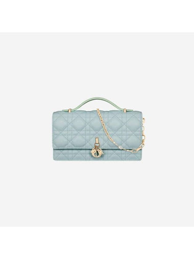 Cannage Lambskin Mini Bag Pastel Mint Celestial Blue - DIOR - BALAAN 1