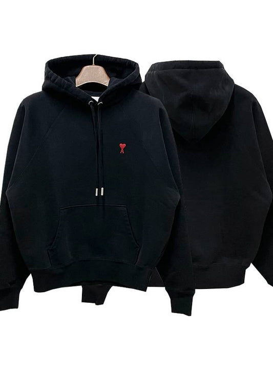 24SS Heart Logo Hoodie Black USW205 747 001 - AMI - BALAAN 1