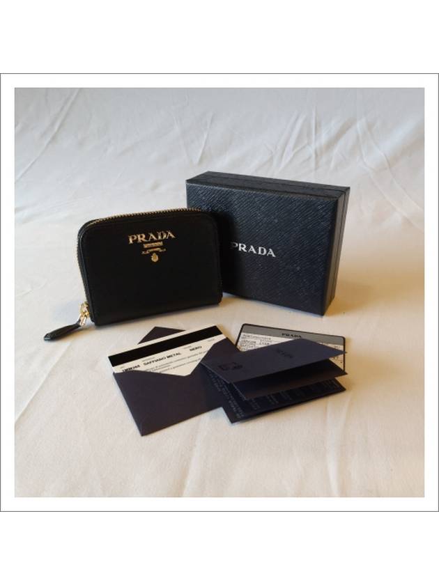 Metal Logo Saffiano Coin Card Wallet Black - PRADA - BALAAN 10