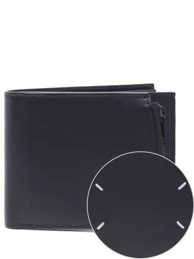 Stitched Zipper Leather Half Wallet Black - MAISON MARGIELA - BALAAN 2